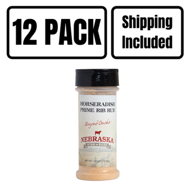 Horseradish Prime Rib Rub | 3.9 oz. Bottle | Perfect Seasoning For Ribeyes Or Prime Ribs | Classic Horseradish Flavor | Nebraska Spice | Made In The USA | 12 Pack | Shipping Included