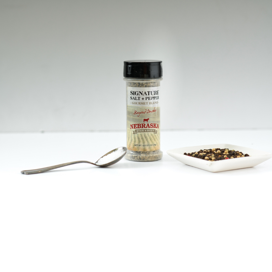 Salt + Pepper Blend | 5 oz. | Black & White Peppercorns With Premium Sea Salt Flakes | Elevates Flavor Of Meat & Vegetables | A Classic, Elevated | Nebraska Seasoning