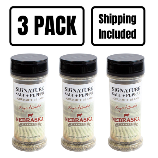 Salt + Pepper Blend | 5 oz. | Black & White Peppercorns With Premium Sea Salt Flakes | Elevates Flavor Of Meat & Vegetables | Nebraska Seasoning | 3 Pack | Shipping Included