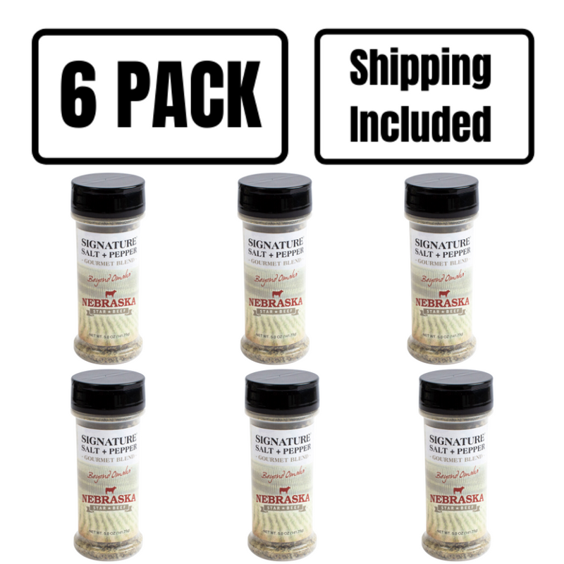 Salt + Pepper Blend | 5 oz. | Black & White Peppercorns With Premium Sea Salt Flakes | Delicious On Vegetables & Protein | A Classic, Elevated | Nebraska Seasoning | 6 Pack | Shipping Included