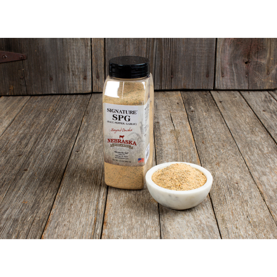 Salt, Pepper, Garlic Seasoning | 24 oz. | Perfect Blend Of Savory Garlic With Zing From Black & White Pepper | Symphony Of 3 Timeless Spices | Add On Meat, Vegetables, And Everything Else | Adds A Bold, Robust Flavor To Any Dish | Nebraska Seasoning