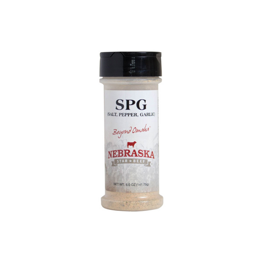 Salt, Pepper, Garlic Seasoning | 5 oz. Bottle | Savory Garlic Blended With Black & White Pepper | Suitable On Any Meat Or Vegetable | Nebraska Seasoning | Carefully Crafted | 6 Pack | Shipping Included