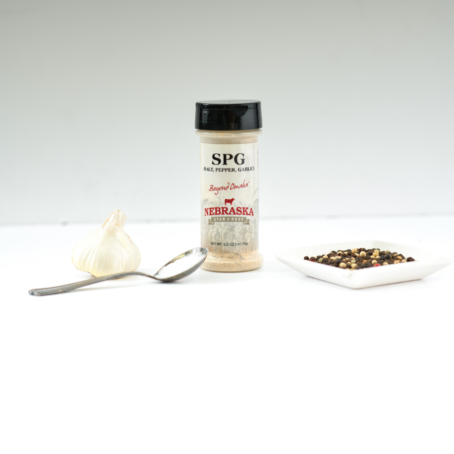 Salt, Pepper, Garlic Seasoning | 5 oz. Bottle | Adds A Savory Accent To Any Dish | Savory Garlic Blended With Black & White Pepper | Delicious On Any Meat Or Vegetable | Nebraska Spice | 12 Pack | Shipping Included