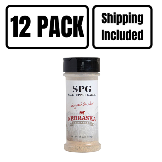 Salt, Pepper, Garlic Seasoning | 5 oz. Bottle | Adds A Savory Accent To Any Dish | Savory Garlic Blended With Black & White Pepper | Delicious On Any Meat Or Vegetable | Nebraska Spice | 12 Pack | Shipping Included