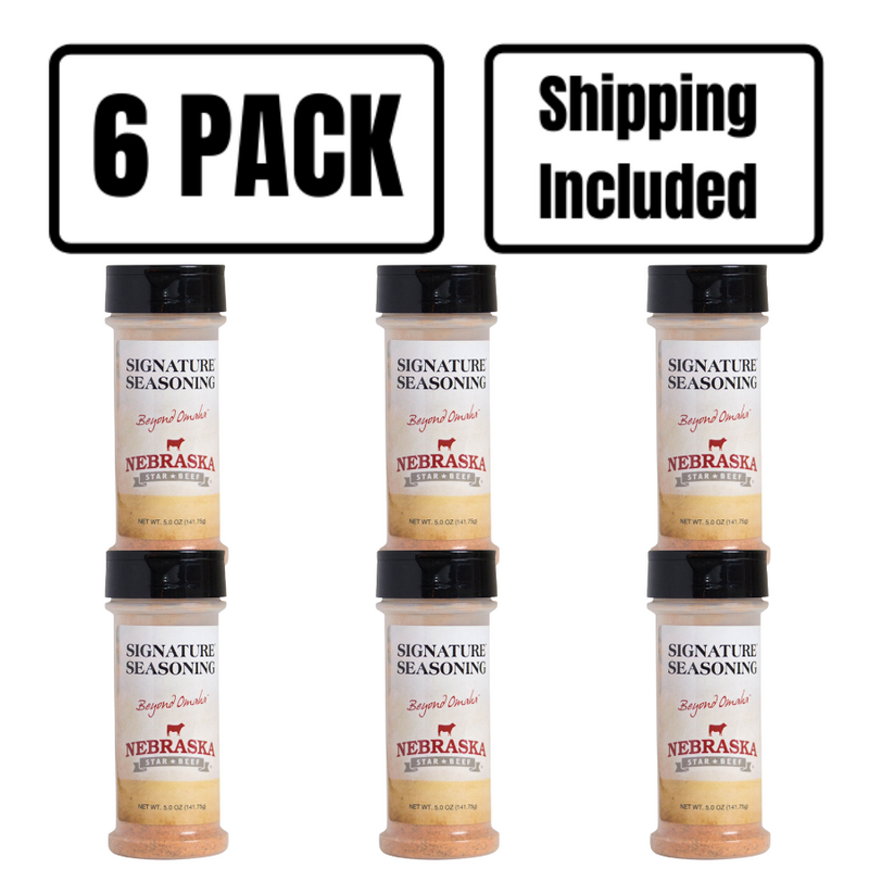 Signature Steak Seasoning | 5 oz. Bottle | Ultimate Steak Seasoning | Classic Steak House Flavor | Adds A Bright & Vibrant Touch To Any Dish | Accentuates Flavor Of Meat | Nebraska Steak Seasoning | 6 Pack | Shipping Included