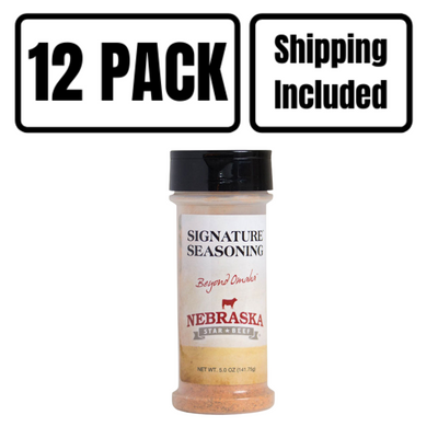 Signature Steak Seasoning | 5 oz. Bottle | Ultimate Steak Seasoning | Adds A Bright & Vibrant Touch To Any Dish | Delicious Blend Of Spices | Accentuates Flavor Of Meat | Nebraska Seasoning | 12 Pack | Shipping Included