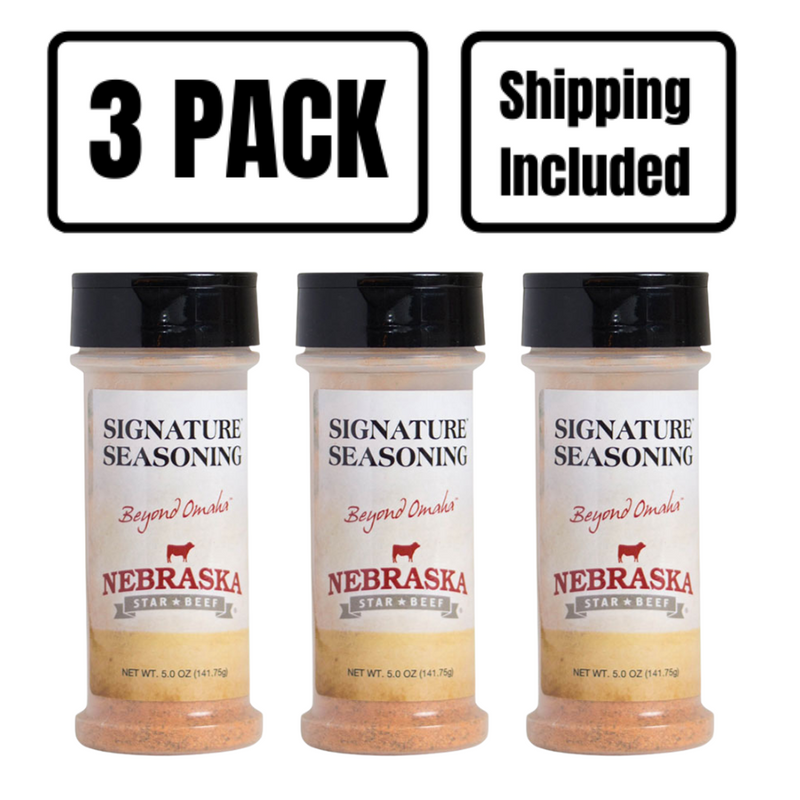Signature Steak Seasoning | 5 oz. Bottle | Premium Steak Seasoning | Authentic Steak House Taste | Adds A Bright & Vibrant Touch To Any Dish | Delicious Blend Of Spices | Nebraska Seasoning | 3 Pack | Shipping Included