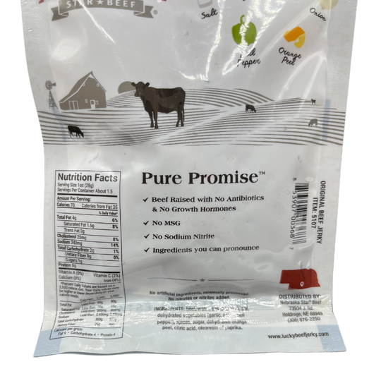 Beef Jerky | 1.5 oz. Bag | Original Flavor | Tender, Generously Seasoned Jerky Snack | Thickly Sliced Beef | Consistent Flavor, Texture, & Tenderness | All Natural | Savory Blend Of Spices | Lean Nebraska Angus Beef | Perfect Quick Snack