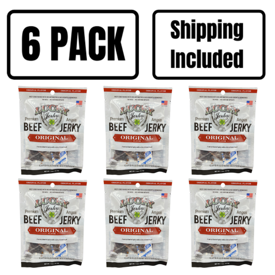 Beef Jerky | 1.5 oz. Bag | Original Flavor | Expertly Seasoned Jerky Snack | Thickly Sliced Beef | Consistent Flavor, Texture, & Tenderness | All Natural | Perfect Medley Of Spices | Tender Nebraska Angus Beef | High Protein | 6 Pack | Shipping Included