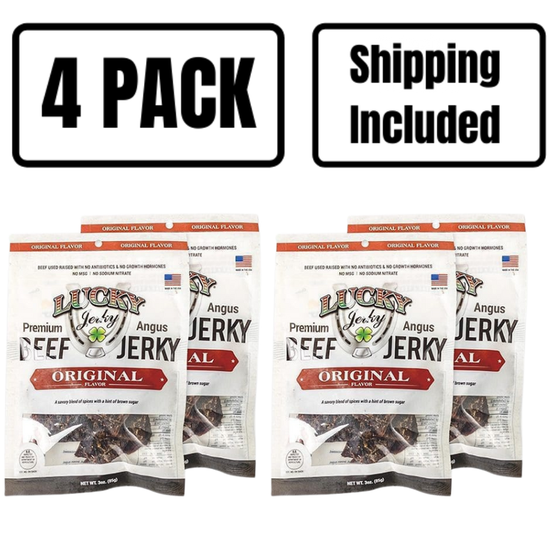 Beef Jerky | 3 oz. Bag | Original Flavor | Savory Medley Of Beef, Smoke, & Seasoning | Single Source Cattle | Quick Snack | Expertly Cut, Trimmed, & Seasoned | Nebraska Jerky | 4 Pack | Shipping Included