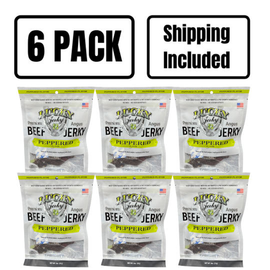 Black Pepper Beef Jerky | 3 oz. Bag | Savory & Robust Flavor | Expertly Cut, Trimmed, & Seasoned | Single Sourced Cattle | All Natural | Tender Beef Jerky | Nebraska Beef | Perfect On-The-Go Snack | 6 Pack | Shipping Included