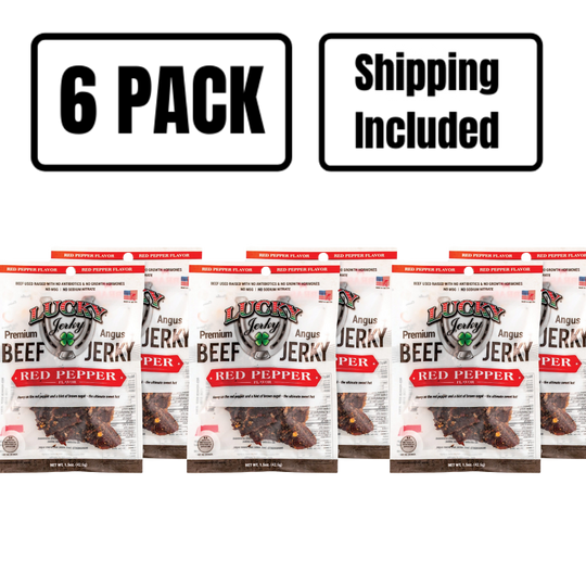 Red Pepper Beef Jerky | 1.5 oz. Bag | Black Pepper & Brown Sugar Blend | Tender | Carefully Cut, Trimmed, & Seasoned | All Natural | Nebraska Beef Jerky | Quick, Healthy Snack | 6 Pack | Shipping Included