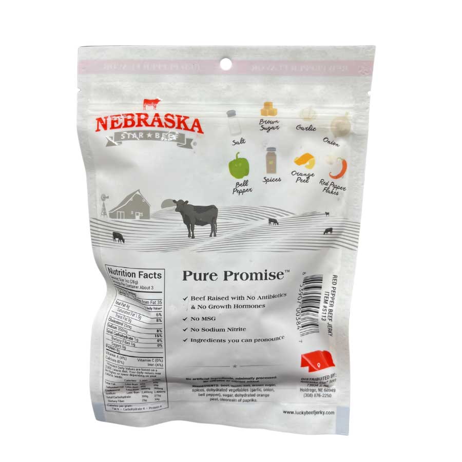 Red Pepper Beef Jerky | Pack of 3 | 3 oz | Nebraska Star Beef