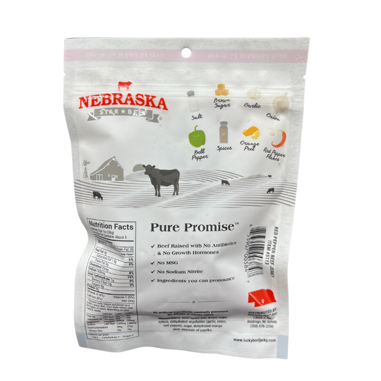 Red Pepper Beef Jerky | 3 oz. Bag | Perfect Balance Of Beef, Pepper, & Brown Sugar | Tender Cut Pieces | Burst Of Spicy Flavor | All Natural | Carefully Cooked, Cut, & Trimmed | Nebraska Cattle | Rich Source Of Natural Protein | 6 Pack | Shipping Included