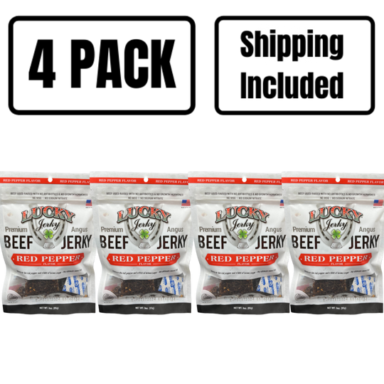 Red Pepper Beef Jerky | 3 oz. Bag | Mouthwatering Medley Of Beef, Pepper, & Brown Sugar | Cooked To Tender Perfection | All Natural | Hand Selected Cattle | Naturally High In Protein | 4 Pack | Shipping Included