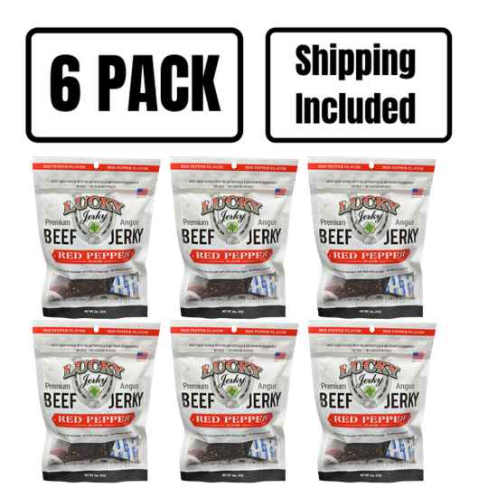 Red Pepper Beef Jerky | 3 oz. Bag | Perfect Balance Of Beef, Pepper, & Brown Sugar | Tender Cut Pieces | Burst Of Spicy Flavor | All Natural | Carefully Cooked, Cut, & Trimmed | Nebraska Cattle | Rich Source Of Natural Protein | 6 Pack | Shipping Included