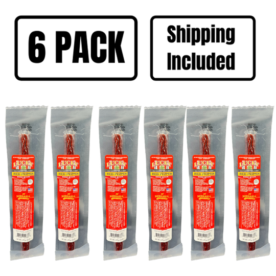 Red Pepper Beef Stick | 1.25 oz. | Perfectly Cooked Hot, Sweet, & Premium All Natural Beef | Spice Lovers | Spicy Snack | All Natural | Nebraska Beef | Expertly Cooked & Seasoned | Lean, Tender Beef | 6 Pack | Shipping Included