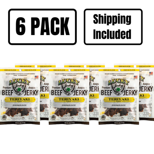 Teriyaki Beef Jerky | 1.5 oz. Bag | Traditional Teriyaki Flavor With Kick Of Smoky Flavor | Tender, Thick Cut Slices | Expertly Cooked & Trimmed | Bold, Savory Taste | Nebraska Jerky | 6 Pack | Shipping Included