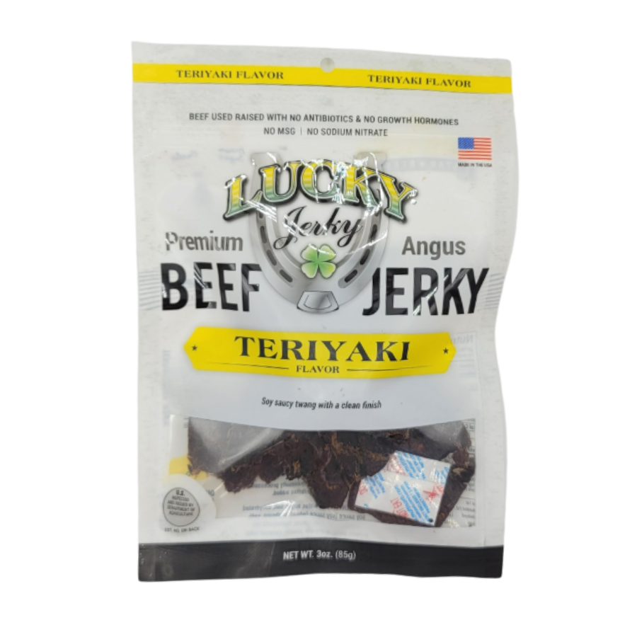 Teriyaki Beef Jerky | 3 oz. Bag | Teriyaki, Sugar, & Spice Blend | Premium Angus Beef | Hint Of Smoke Flavor | All Natural  | Natural Source Of Protein | Nebraska Jerky | 4 Pack | Shipping Included