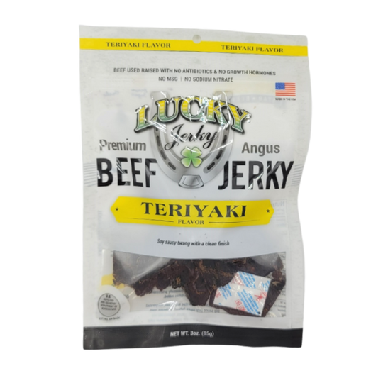 Teriyaki Beef Jerky | 3 oz. Bag | Teriyaki, Sugar, & Spice Blend | Premium Angus Beef | Hint Of Smoke Flavor | All Natural  | Natural Source Of Protein | Nebraska Jerky | 4 Pack | Shipping Included