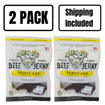 Teriyaki Beef Jerky | 3 oz. Bag | Savory Medley Of Teriyaki, Sugar, & Spice | Premium Lean Beef | Smoky Flavor | All Natural | Convenient, Quick Snack | Great Source Of Natural Protein | Nebraska Jerky | 2 Pack | Shipping Included