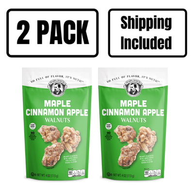 Maple Cinnamon Apple Walnuts | Perfectly Cooked Walnuts Coated In Apple Cinnamon Spice | Perfect On-The-Go Snack | Crunchy & Sweet | High Protein | 2 Pack | Shipping Included