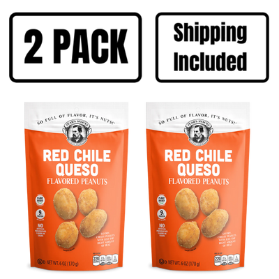 Red Chile Queso Flavored Peanuts | Spicy & Cheesy Goodness | Plant-Based Snack | Coated In A Rich Blanket Of Cheddar Cheese & Spice | Bold & Irresistible | 2 Pack | Shipping Included