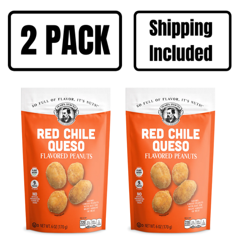 Red Chile Queso Flavored Peanuts | Spicy & Cheesy Goodness | Plant-Based Snack | Coated In A Rich Blanket Of Cheddar Cheese & Spice | Bold & Irresistible | 2 Pack | Shipping Included