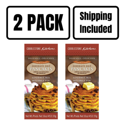 Chocolate Chip Pancake Mix | 16 oz. | Every Bite Entails Buttery, Chocolate Goodness | 2 Pack | Shipping Included | Top With Syrup And Whip Cream | Fluffy & Light | Easy to Make | Restaurant Quality | Comfort Breakfast | Made in Nebraska