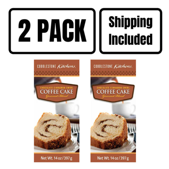 Chocolate Cinnamon Swirl Coffee Cake Mix | 14 oz. | Buttery, Sweet, & Soft Cake | Topped With Rich Crumbles | 2 Pack | Shipping Included