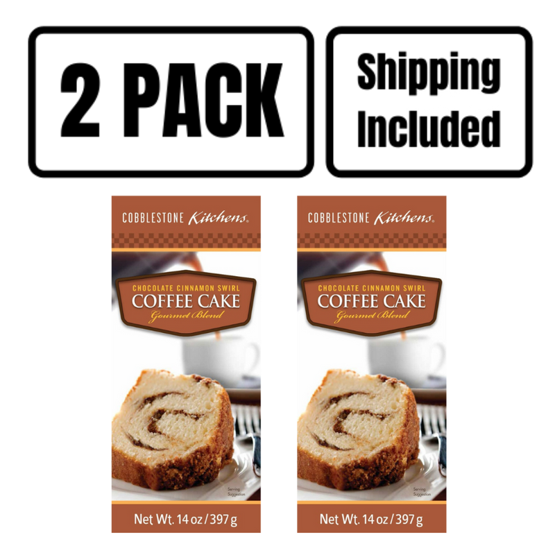 Chocolate Cinnamon Swirl Coffee Cake Mix | 14 oz. | Buttery, Sweet, & Soft Cake | Topped With Rich Crumbles | 2 Pack | Shipping Included | Warm, Comforting Treat | Nebraska Pastry Mix | Pairs Perfectly With A Cup Of Coffee