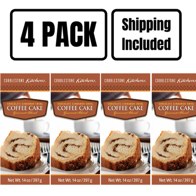 Chocolate Cinnamon Swirl Coffee Cake Mix | 14 oz. | Rich, Moist Cake With Perfect Ribbon Of Cinnamon & Chocolate | 4 Pack | Shipping Included | Makes For The Perfect Breakfast & Sweet Treat | Made with Nebraska Love | Enjoy With A Cup Of Coffee