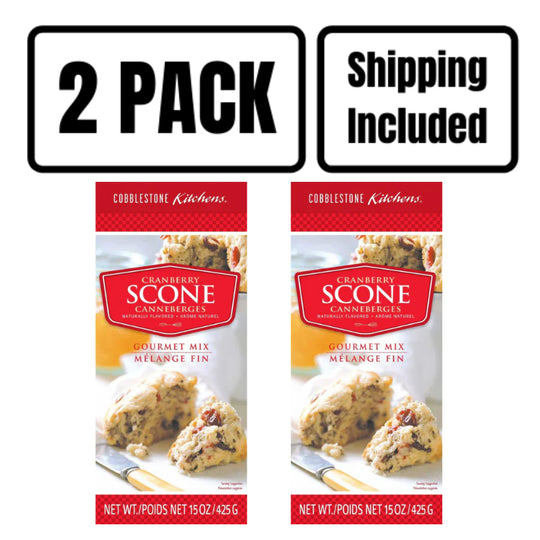 Cranberry Scone Mix | 15 oz. | Easy To Bake | 2 Pack | Shipping Included | Smother With Fruit Spreads and Butter | No Food Dyes or MSG