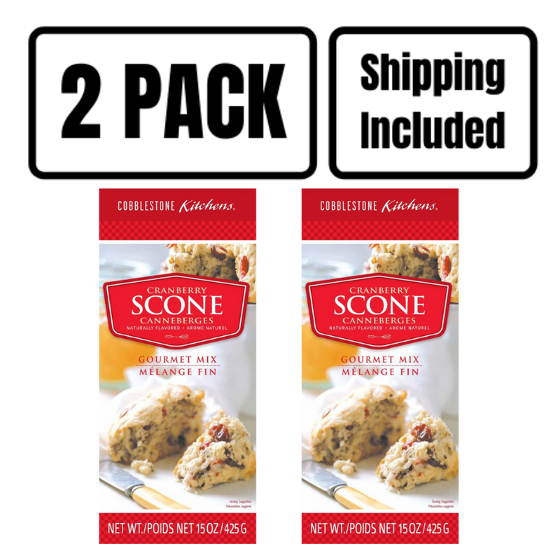 Cranberry Scone Mix | 15 oz. | Deliciously Flaky & Tender Pastry | Easy To Bake | 2 Pack | Shipping Included | Smother With Fruit Spreads and Butter | No Food Dyes or MSG | Nebraska Scone Mix