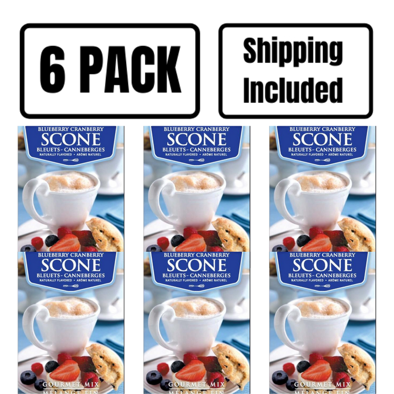 Cranberry-Blueberry Scone Mix | 15 oz. Box | Delicious Medley Of Blueberries & Cranberries | Buttery, Flaky Scone Mix With Fruity Twist | 6 Pack | Shipping Included | Perfect Snack or Breakfast Option | Easy to Bake | Gourmet Scone Mix