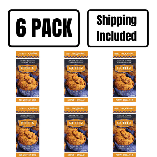 Pumpkin Muffin Mix | 14 oz. Box | Packed With Fresh Pumpkin Flavor & The Perfect Amount Of Spice | 6 Pack | Shipping Included | Light and Fluffy | Perfect Breakfast Or Snack Pastry | Easy to Bake | Nebraska Muffin Mix | Try with Butter, Jam, or Jelly