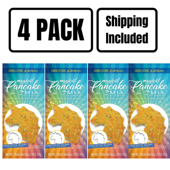 Unicorn Pancake Mix | Unicorn Cookie Cutter Included | 16 oz. Box | Fluffy Rainbow Sprinkle Pancakes | 4 Pack | Shipping Included | Top With Whipped Cream & Maple Syrup | Easy to Bake | Tastes Magical