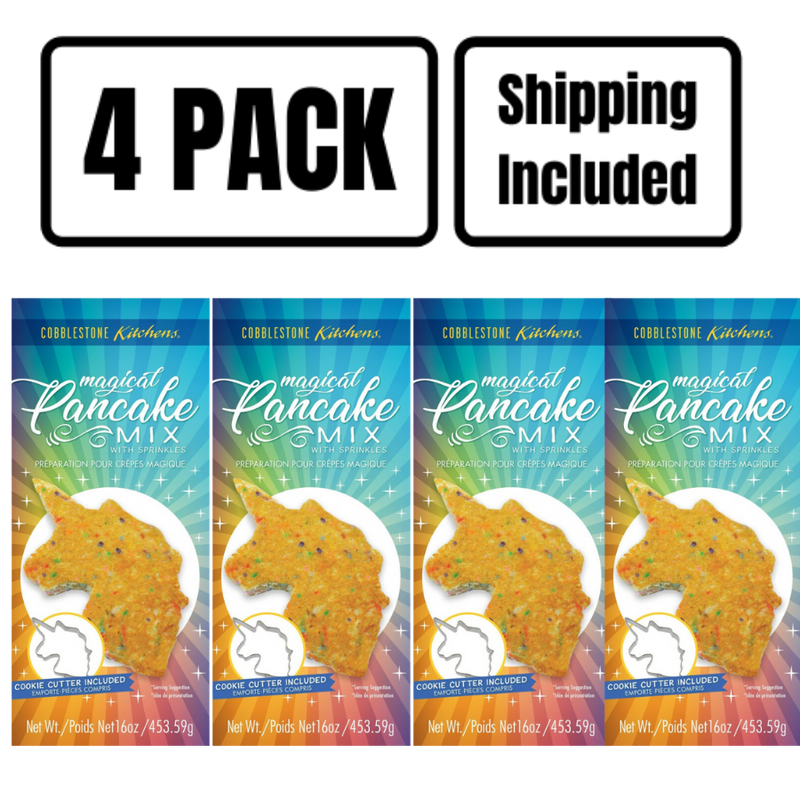 Unicorn Pancake Mix | Unicorn Cookie Cutter Included | 16 oz. Box | Fluffy Rainbow Sprinkle Pancakes | 4 Pack | Shipping Included | Top With Whipped Cream & Maple Syrup | Easy to Bake | Tastes Magical