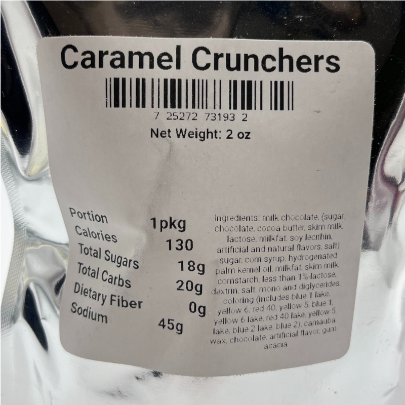 Freeze Dried Chocolate With Caramel | Caramel Crunchers | 2 oz. Bag | Perfect Fusion Of Chocolate & Caramel | On-The-Go | 6 Pack | Shipping Included