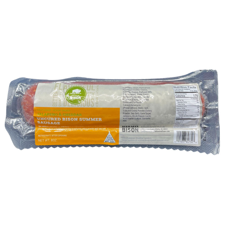 Jalapeno Peppercheese Bison Summer Sausage | 7-8 oz | Nebraska Bison