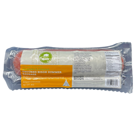 Jalapeno Peppercheese Summer Sausage | All Natural Bison Meat | High Protein Snack | No MSG | Ready To Eat | Charcuterie |  7-8 oz. Roll | Pack of 6 | Shipping Included