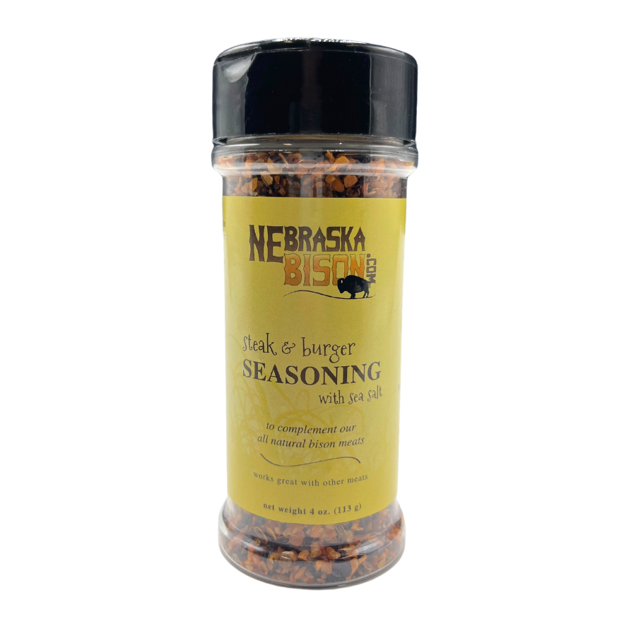 Steak and Burger Seasoning | Made with Sea Salt | Specially Formulated | Great for Bison Meat | Delicious and Savory Flavor | 4 oz. Bottle | Pack of 6 | Shipping Included | Try On Other Meats & Vegetables | Adds A Savory, Delicious Flavor To Any Dish