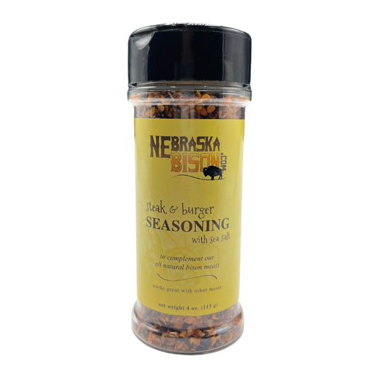 Steak and Burger Seasoning | Made with Sea Salt | Specially Formulated | Great for Bison Meat | Delicious and Savory Flavor | 4 oz. Bottle | Pack of 6 | Shipping Included | Try On Other Meats & Vegetables | Adds A Savory, Delicious Flavor To Any Dish