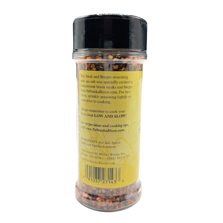 Steak and Burger Seasoning | Made with Sea Salt | Specially Formulated | Great for Bison Meat | Delicious and Savory Flavor | 4 oz. Bottle | Pack of 12 | Shipping Included | Adds A Burst Of Flavor To All Dishes