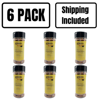 Steak and Burger Seasoning | Made with Sea Salt | Specially Formulated | Great for Bison Meat | Delicious and Savory Flavor | 4 oz. Bottle | Pack of 6 | Shipping Included | Try On Other Meats & Vegetables | Adds A Savory, Delicious Flavor To Any Dish