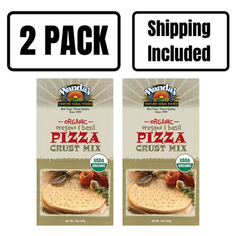 Pizza Crust Mix | Oregano & Basil | Organic | 15 oz. | 2 Pack | Shipping Included | Cooks To Crispy Golden Perfection | Italian Blend Of Herbs | Pizza Crust Mix For Homemade Pizza