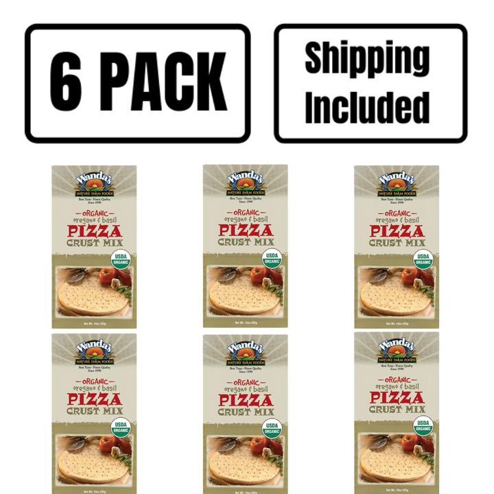 Pizza Crust Mix | Oregano & Basil | Organic | 15 oz. | 6 Pack | Shipping Included | Baked To A Golden, Crispy Perfection | Fun Family Pizza Night Cooking | Perfect Italian Herb & Spice Medley | Pizza Crust Mix For The Perfect Homemade Pizza