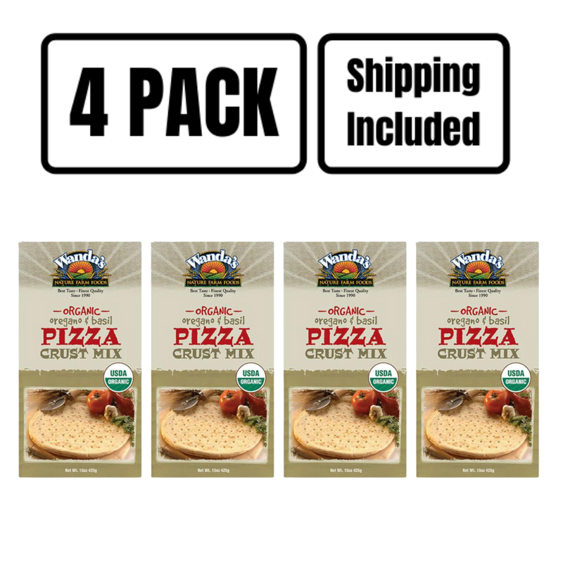 Pizza Crust Mix | Oregano & Basil | Organic | 15 oz. | Crispy Thin Or Thick Crust | 4 Pack | Shipping Included | Fun Family Pizza Cooking | Perfect Medley Of Italian Spices & Herbs | Crispy, Fluffy Crust