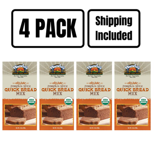 Pumpkin Bread Mix | 9.5 oz. | Organic Baking Mix | Makes The Best Pumpkin Muffins Or Bread | 4 Pack | Shipping Included | Fun & Easy To Bake | Moist & Soft | Rich Blend Of Seasonal Spices & Fresh Pumpkin | 1402