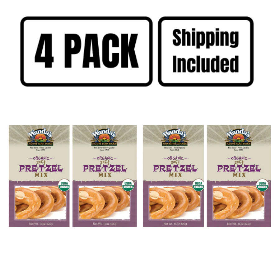 Soft Pretzel Mix | 15 oz. | Organic | Bring The Stadium To Your Home | 4 Pack | Shipping Included | Add Butter, Salt, Or Cinnamon Sugar For The Best-Tasting Pretzel | Perfect Balance Between Soft & Chewy
